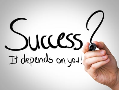 Success, it depends on you Hand writing with black marker on transparent wipe board